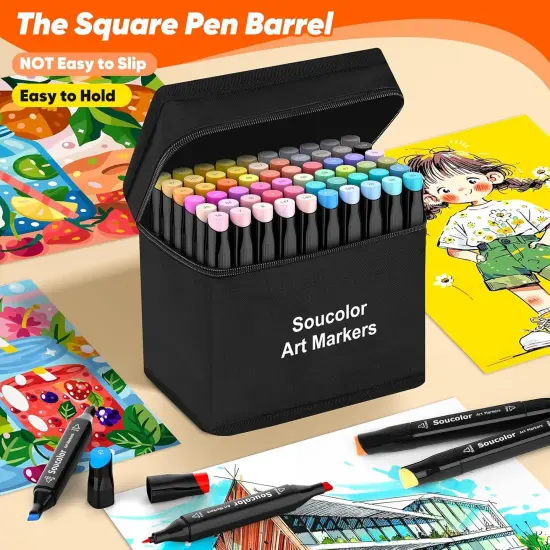 60 Colors Dual Tip Alcohol Markers Set {2}