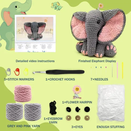 13in Crochet Animal Kit Elephant {3}