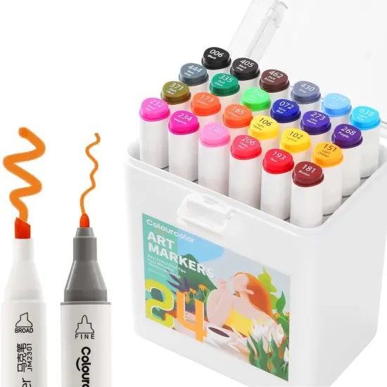 24 Colors Alcohol Markers Set {1}