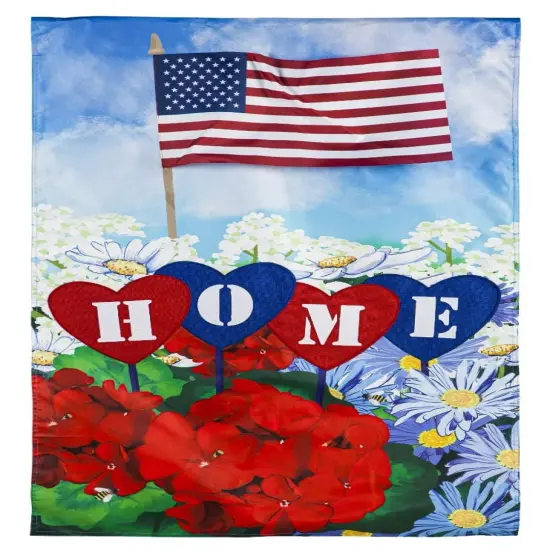 Patriotic Home In Hearts Garden Flag 2 Sided Applique {1}