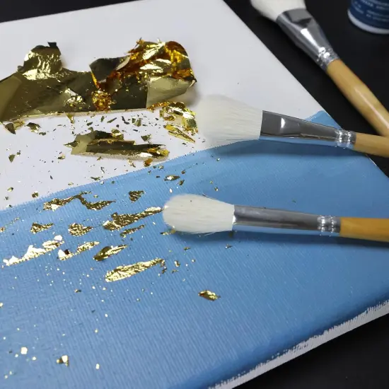 Brush Set, 7 Pieces Versatile Goat Hair Blending Mop Brushes for Acrylic Painting Wartercolor Foil Gold Leaf Flakes Sheets {5}