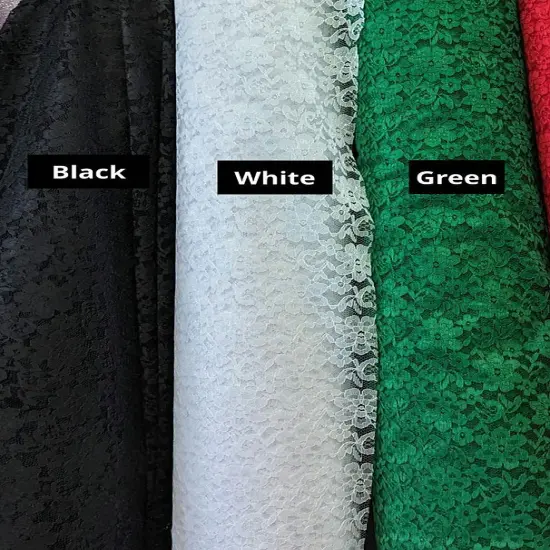 1 Yard Raschel Lace Fabric Lightweight Floral Design Slight Sheen No Stretch 100% Polyester 58/59" Wide Black {4}