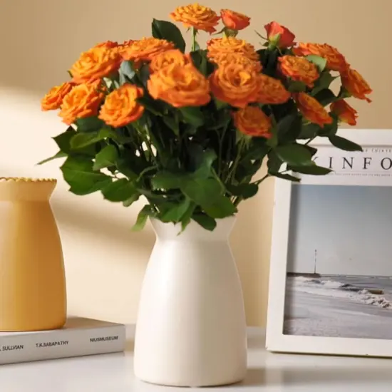 White Ceramic Vase &ndash; Minimalist Home Decor Vase for Flowers, Centerpieces, and Modern Interiors (Cream White) {3}