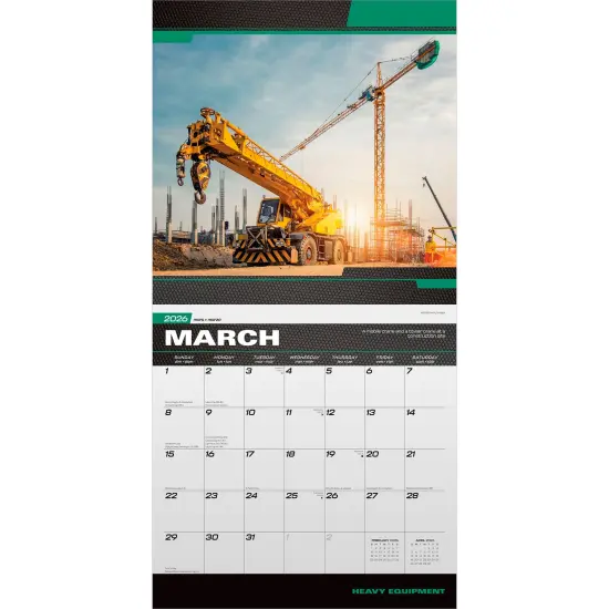 Heavy Equipment | 2026 12 x 24 Inch (Hanging) Monthly Square Wall Calendar | Plastic-Free {3}