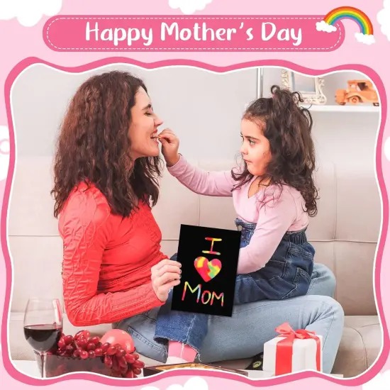 90 Pcs Scratch Art Paper Rainbow Sets {1}