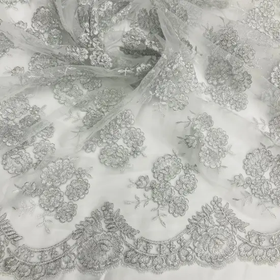 1 Yard Elegant Corded Lace Fabric Embroidered Bridal Mesh for Dresses 50" Width Red {2}