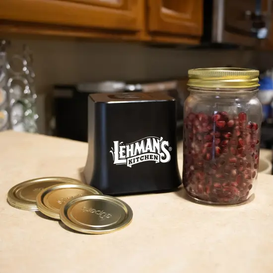 Lehman's Mason Jar Vacuum Sealer, Cordless, Easy One-Touch Operation, Extends Freshness, Includes 6 Canning Lids (3 Wide-Mouth, 3 Regular-Mouth), Rechargeable Battery, Ideal for Food Storage {7}