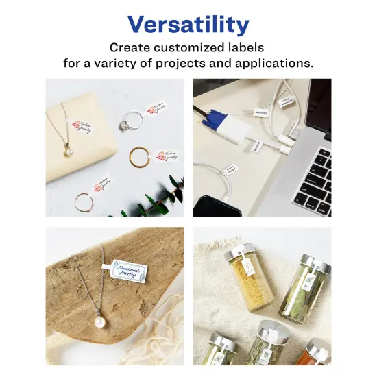 Avery Matte White Removable Barbell Labels with Sure Feed Technology, .5" x 2.5" {3}