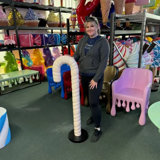 Small Pink Cushion Candy Cane Statue {3}