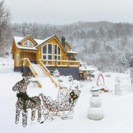 Festive LED Reindeer with Sleigh Christmas Decoration Coffee Finish 19.69 x 7.28 x 16.14 in {3}