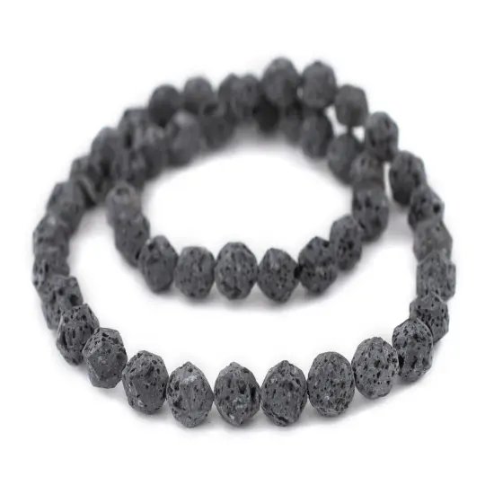 The Bead Chest Grey Faceted Lava Beads (8mm) {3}