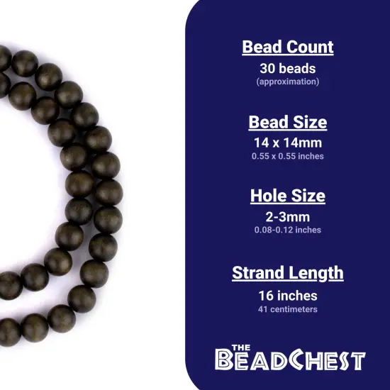 The Bead Chest Natural 14mm Wooden Beads in Green - Olive for Jewelry Making &ndash; Round Loose Wood Spacer Beads I Approximately 30 Beads {5}