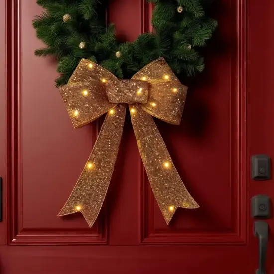 3 Set of Christmas Light Up Bows Festive Door Window Decorations {1}