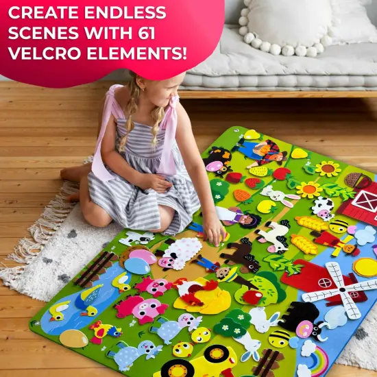 Felt Board for Toddlers - 70 PCS Double-Thick Felt Board Story Set with Large 41x30 Inch Durable Felt Wall Activity Board - Ideal for Storytelling Indoor Toddler Activities and Classroom {4}