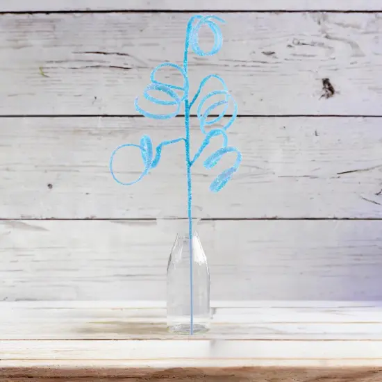 39" Iridescent Curly Hanging Spray: Soft Blue {3}