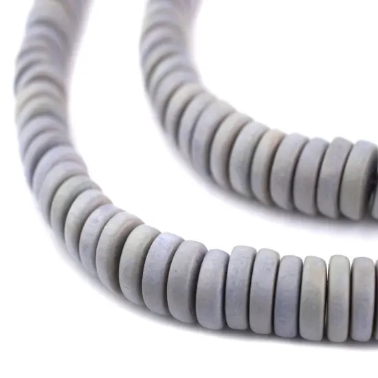 The Bead Chest Light Grey Disk Natural Wood Beads (5x12mm): Organic Eco-Friendly Wooden Bead Strand for DIY Jewelry, Crafts, Necklace and Bracelet Making {1}