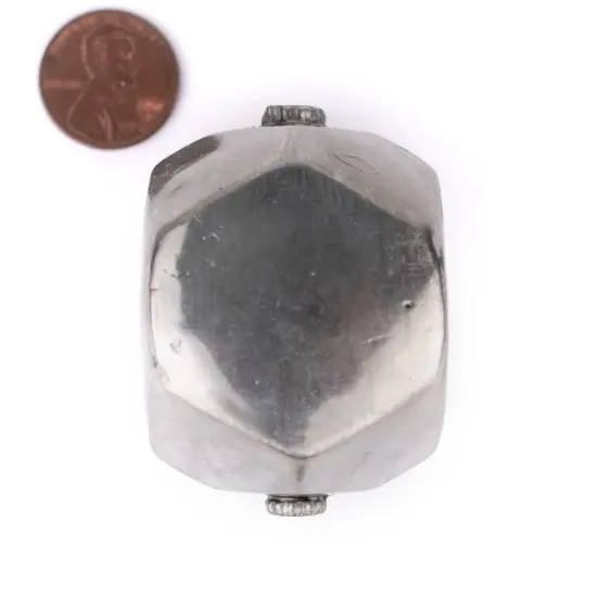 The Bead Chest Hollow Cornerless Cube Bead: Large Silver 40mm Centerpiece Pendant Bead {2}
