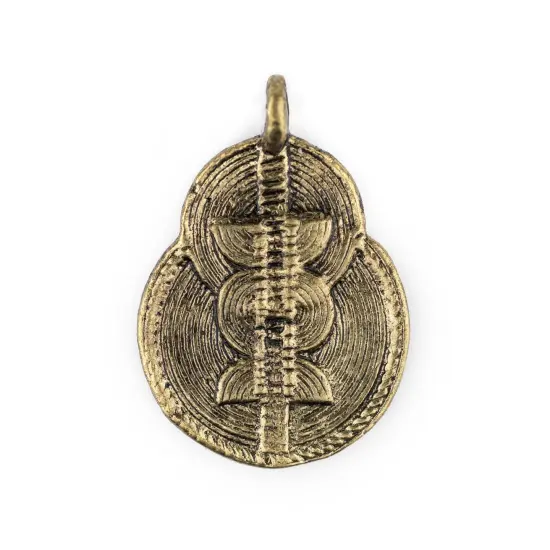 The Bead Chest Brass Double Sun & Moon Baule Pendant (32x46mm): African Tribal Metal Pendant for DIY Jewelry and Necklace {1}