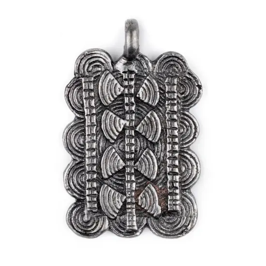 The Bead Chest Silver Thousand Sun Baule Pendant (38x60mm): African Tribal Metal Pendant for DIY Jewelry and Necklace {1}