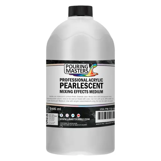 32 Oz (Quart) Acrylic Pearlescent Effects Medium - Creates Pearl Iridescent Metallic Shimmer for Fluid Art & Acrylic Painting {1}