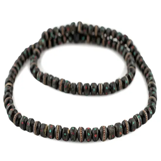 The Bead Chest Mala Meditation Beads - 108 Inlaid Prayer Beads for Yoga, Necklace, Jewelry (8mm, Black Horn) {3}