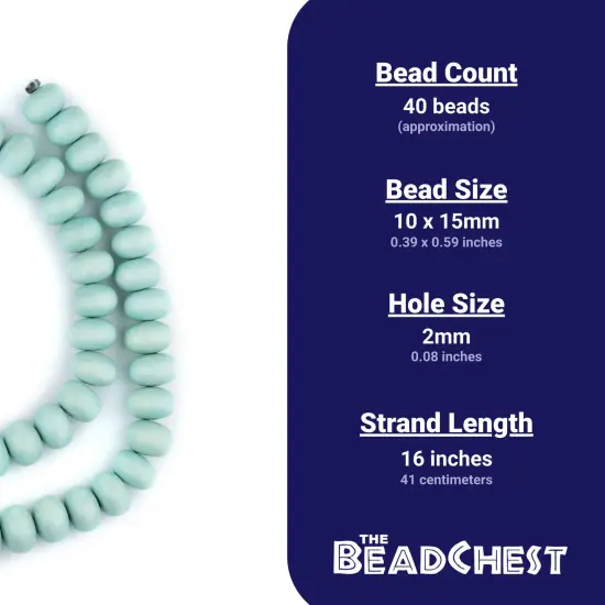 The Bead Chest Mint Green Abacus Natural Wood Beads (10x15mm): Organic Eco-Friendly Wooden Bead Strand for DIY Jewelry, Crafts, Necklace and Bracelet Making {4}