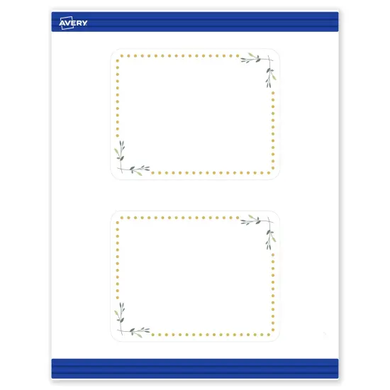 Avery Printable Rectangle Postcards with Rounded Corners, Gold Dots with Green Florals, 4.25" x 5.5", Matte White Rectangle Postcards with Rounded Corners, Laser/Inkjet, 20ct, Great for Postcards {1}
