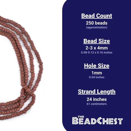 The Bead Chest Brown Matte Glass Seed Beads (4mm) - 24 inch Strand of Quality Glass Beads {4}