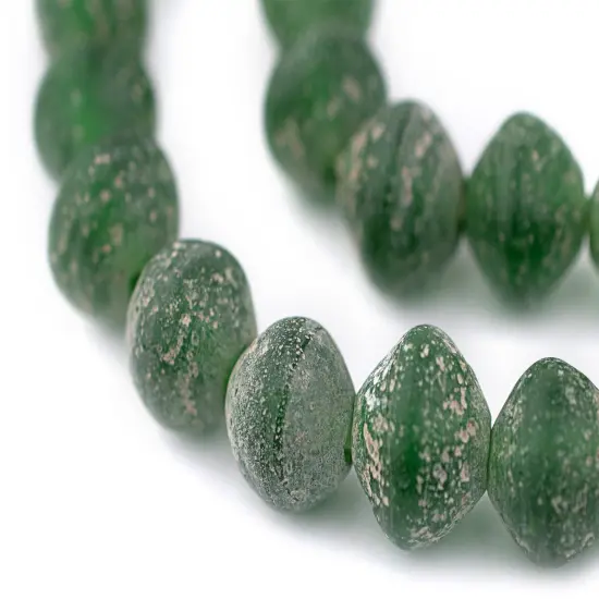 The Bead Chest Green Ancient Style Bicone Java Glass Beads (15mm) {1}