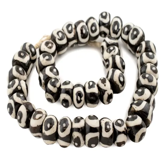 The Bead Chest Batik Bone Beads - Full Strand of Fair Trade African Beads (Large, Eye Design) {3}
