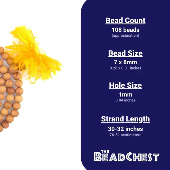 The Bead Chest 8mm Sandalwood Mala Beads: Fragrant Aromatic Wooden Meditation Beads for Yoga, Jewelry, Necklace, Chanting Genuine Nepal Product {3}