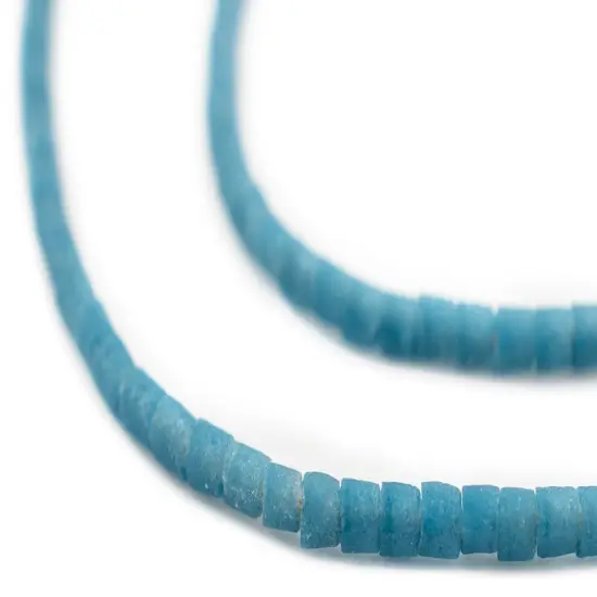 The Bead Chest Ghana Sandcast Beads - Full Strand of African Powder Glass Beads (3mm, Sky Blue) - Single 24" Strand {1}