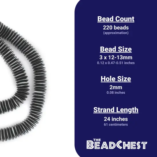 The Bead Chest Black Himalayan Bone Saucer Beads (12mm) {4}