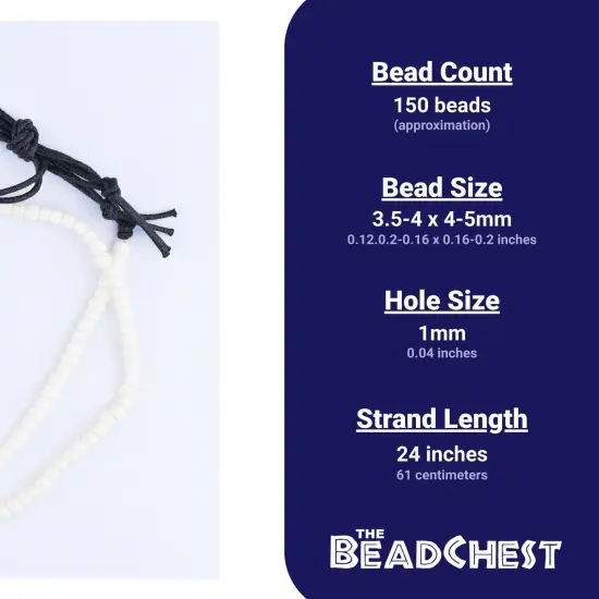 The Bead Chest White Bone Cylinder Beads 5mm 24 Inch Strand {3}