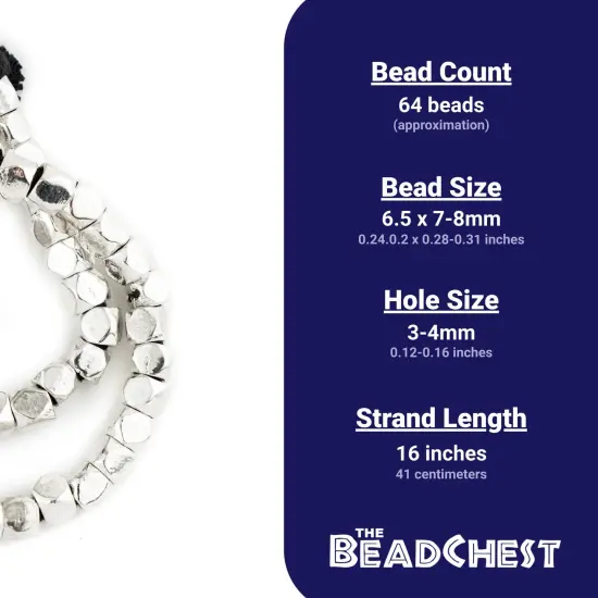 The Bead Chest Shiny Silver Diamond Cut Beads (7mm, Large Hole) {4}