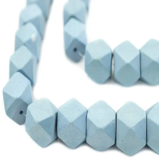 The Bead Chest Light Blue Cornerless Cube Wood Beads: 20mm Diamond Cut Natural Organic Beads for Jewelry Making {1}