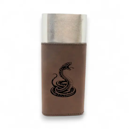 Cigar Case with Cutter - Coiled Snake - Leather Black/Silver {2}