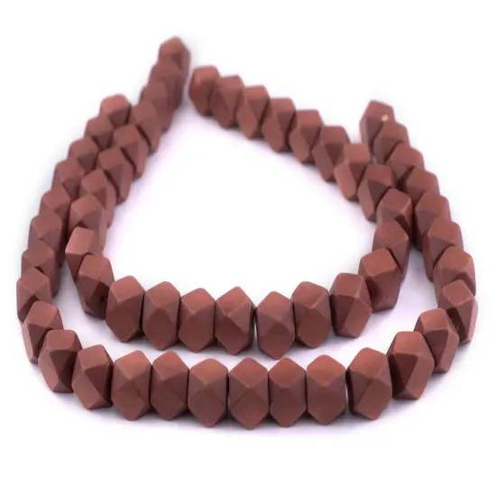 The Bead Chest Light Brown Cornerless Cube Wood Beads: 15mm Diamond Cut Natural Organic Beads for Jewelry Making {3}