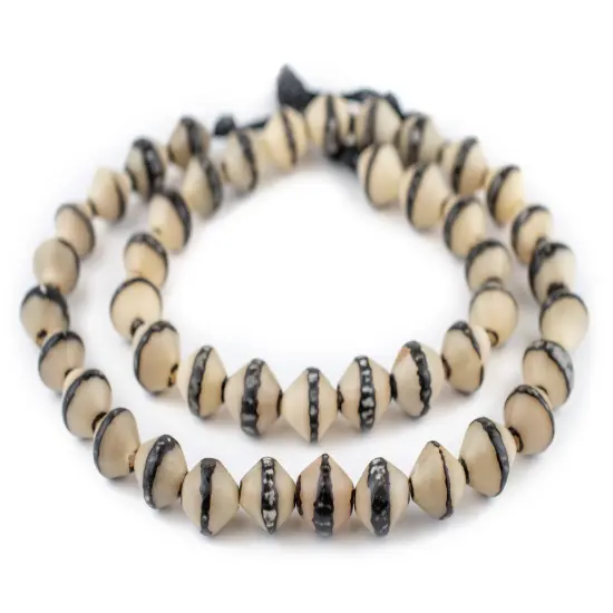 The Bead Chest Carved Bicone Natural Seed Beads 14mm Brown Wood 27 Inch Strand {3}