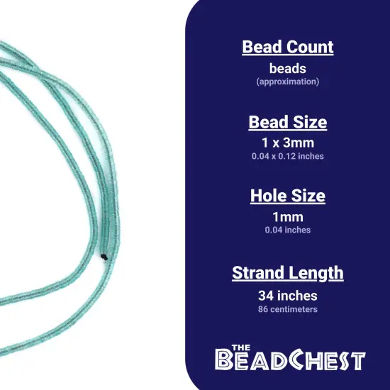 The Bead Chest Translucent Aqua Vinyl Phono Record Beads (3mm) {4}