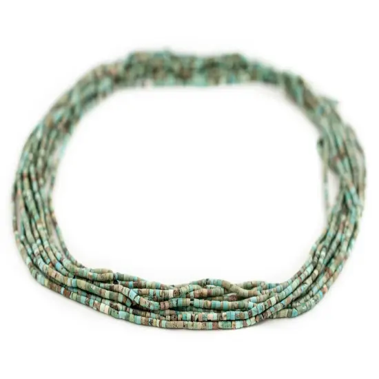 The Bead Chest Tiny Green Turquoise Heishi Beads 2mm Afghanistan Gemstone 14 Inch Strand {3}
