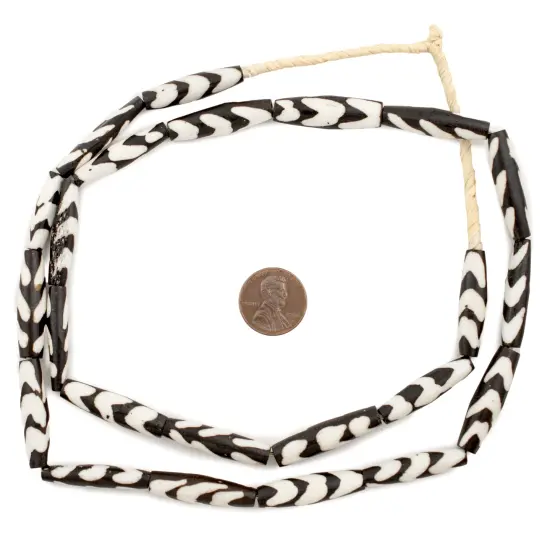 The Bead Chest Batik Bone Beads - Full Strand of Fair Trade African Beads (Tube, Arrow Design) {2}