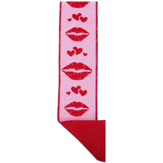 2.5" Double Layer Bold Lips Ribbon: Pink/Red (10 Yards) {3}