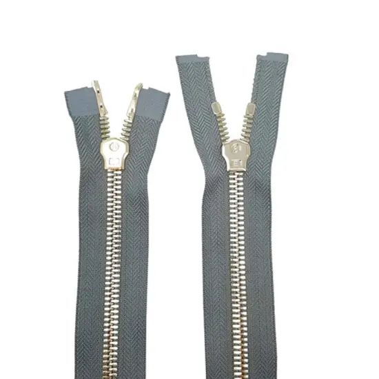 8MM Two Way Separating Open Bottom Zipper Gray Tape Brass Teeth 36" {4}