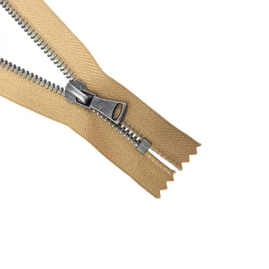 5MM Closed Bottom Zipper Beige Tape Antique Nickel Teeth 7 Inche {3}