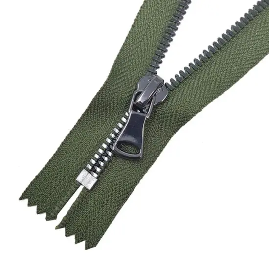 5MM Closed Bottom Zipper Olive Tape Gun Metal Teeth 7 Inche {2}