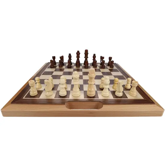 WE Games Folding Wood Travel Chess Set - 16 in. Board, 3 in. King {4}