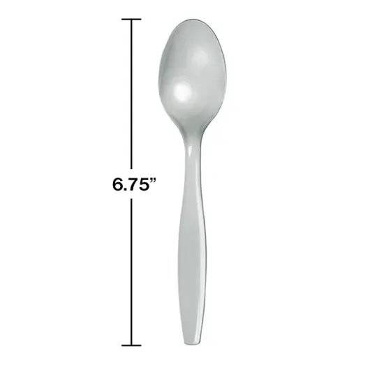 288 pc Bulk Shimmering Silver Plastic Spoons {2}