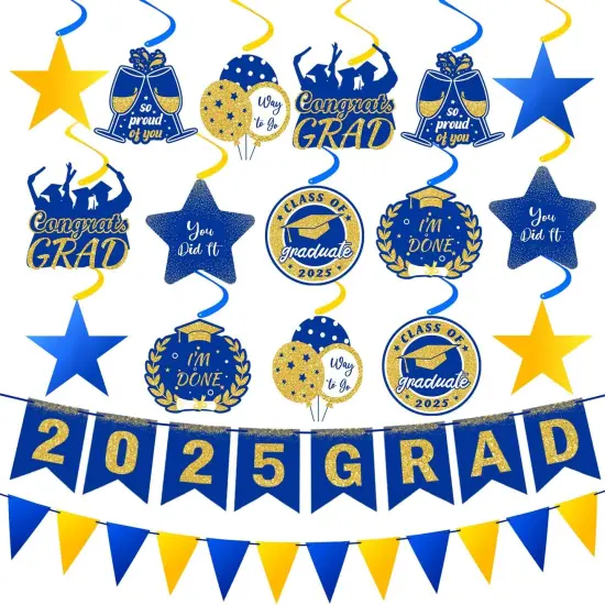 Graduation Decorations 2025 Blue Pre-Assembled {1}