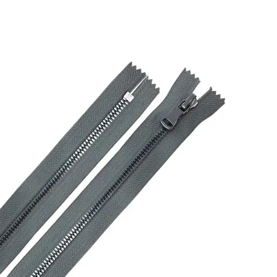 5MM One Way Non Separating Closed Bottom Zipper Gray Tape Gun Metal Teeth 7 Inches {5}